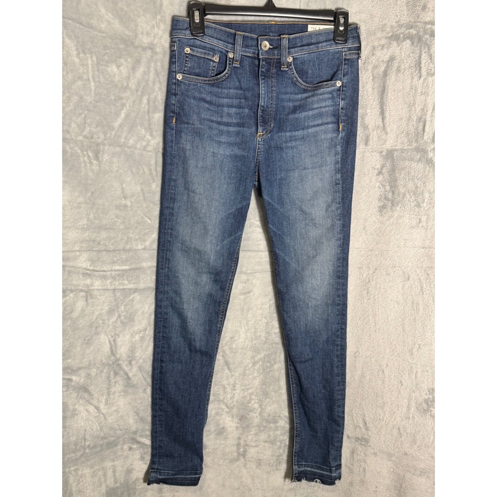 Rag & Bone High Rise Ankle Skinny Jeans Lly Dale Raw Hem W1566K122CLD 27